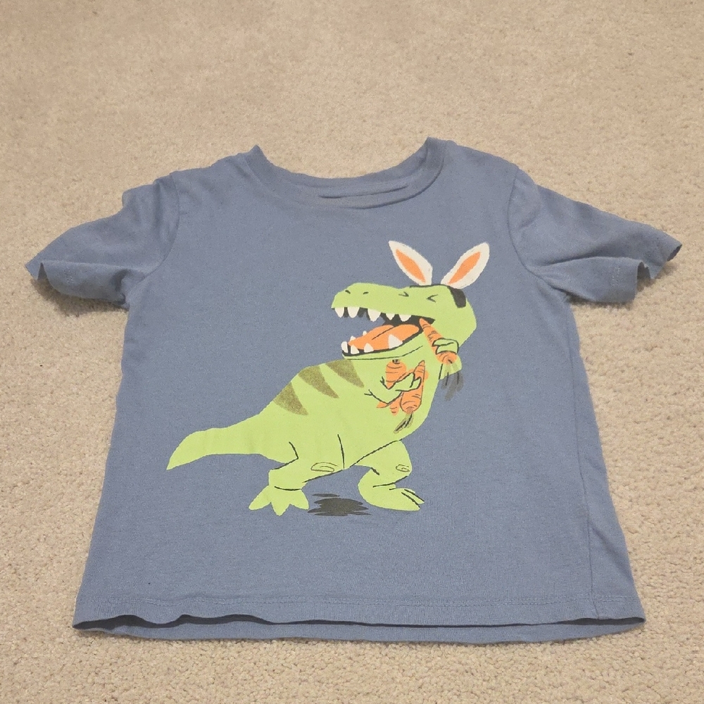 Kids Blue Dinosaur Easter Spring Graphic Tee